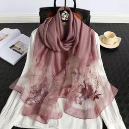 Scarves 2023 Spring Elegant Versatile Embroidery Mulberry Silk Scarf Embroidered Wool Autumn And Winter