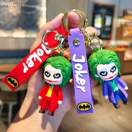 Key Rings Purple Joker Keychains Batman Cute Anime Car Key Rings Pendant Accessories for Kids Birthday Christmas Gifts zln231129