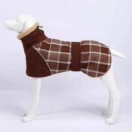 Dog Apparel Clothes Winter Thick Warm Jacket for Small Large Dogs Reflective Windproof Pet Clothing Checked Strom Snow Coat 3XL 231128