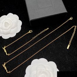 Pendant Necklaces Original Designer Jewellery Set Choke Necklace Bracelet Earrings Brooch Elegant 18K Yellow Gold Y Logo Engrave Chain Dh7To