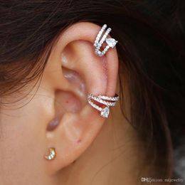 Selling Korean Style ed plated Cubic Zirconia No Pierced Ear Cuff Helix Ear clip Cartilage Earring For Women Girls Gift312D