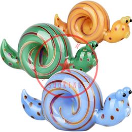 Latest Colourful Spun Snail Style Pyrex Thick Glass Hand Pipes Handmade Portable Philtre Herb Tobacco Spoon Bowl Smoking Bong Cigarette Holder Tube DHL