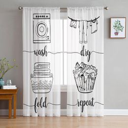 Curtain Laundry Room Washing Wash Dry Fold Repeat Sheer Curtains Living Bedroom Kitchen Decoration Voiles Organza Tulle