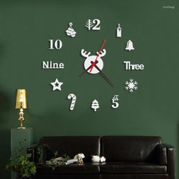 Wall Clocks Acrylic Mirror Sticker 3D Clock Watch With Professional Movement Elk Candy Cane For Indoor Stores Art Decoration