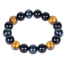 Strand 12MM Tiger Eye Stone Obsidian Black Agate Magnet Hematite Beaded Bracelet 14MM Evil Couple