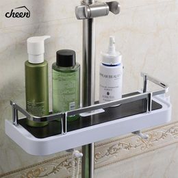 Cheen Bathroom Shelf Shower Storage Rack Holder Shampoo Bath Towel Tray Home Bathroom Shelves Single Tier Shower Head Holder262N