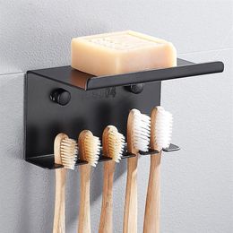 Toothbrush Rack Holder SUS304 Stainless Steel Black Soap Shelf Wall Mounted Storage Shelf Nail Bath Product2698