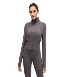 2021 Naked Material Autumn And Winter Yoga Sports Jacket Women039s Stretch Zipper Running Yoga Longsleeved Shirt Slim Yoga Top9332658