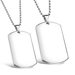 Custom Engarved High Polished Stainless Steel Silver Blank Dog Tag Pendants No Chain299J