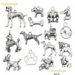Charms Graceangie 15Pcs/Lot Mixed Puppy Dog Jewellery Making Necklace Pendants Bracelet Findings Diy Accessory Drop Delivery Components Dh5Jn