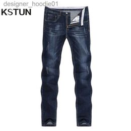 Men's Jeans KN Men's Jeans 2023 Summer Denim Pants Slim Straight Dark Blue Regular Fit Leisure Long Trousers Famous Brand Jean Men Hombre L231129