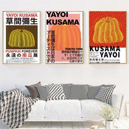 Paintings Yayoi Kusama Artwork Exhibition Posters And Prints Pumpkin Wall Art Pictures Museum Canvas Painting For Living Room Home264r