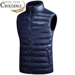 Men's Vests Crocodile Winter Warm Down Vest Male Casual White Duck Down Sleeveless Jacket Mens Thick Ultralight Warm Waistcoat Clothing 2022 Q231129