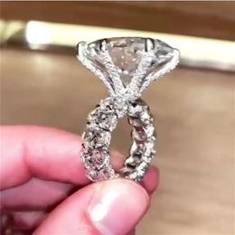 Vecalon Vintage Oval 8ct Diamond cz Ring Original 925 Sterling Silver Engagement Wedding Band Rings for women Bridal Fine Jewelry342v