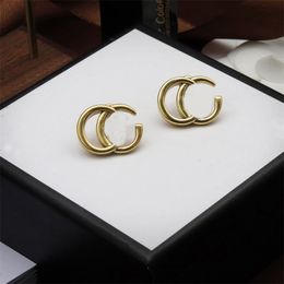 Famous women designer earrings luxury earrings gold silver plated small hoop pendant letter heart small vintage simplicity hollow designer earings casual zb109