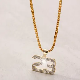 Pendant Necklaces 2023 Trendy Punk Retro Style Number 23 Gold Color Necklace Male Fashion Jewelry
