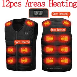 Men's Vests 12 Area Heating Vest MenWomen Casual Vneck USB Heated Smart Control Temperature Jacket Cotton Coat Winter Hunting 231128