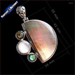 Pendant Necklaces Collares Natural Paua Abalone Shell Necklace Pendants Jewelry Fashion Bijoux Women Leather Chain SKA28