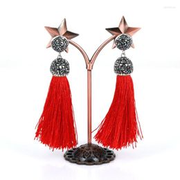 Dangle Earrings High Long Silk Tassel For Women Luxury Handmade Earring Pave Rhinestone Cap Multi Color