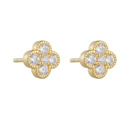 Ear Cuff Four Leaf Clover stud earrings 925 Sterling silver 14k gold plated Delicate Cubic Zirconia Jewellery Fashion for Women 231129