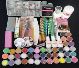 Professional 42 Acrylic Liquid Powder Glitter Clipper Primer File Nail Art Tips Tool Brush Tools Set Kit new6230842