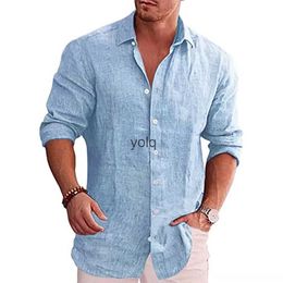 Men's Casual Shirts Cotton Autumn Hot Selling Long Sleeve Shirt Solid Color Style Plus Sizeyolq