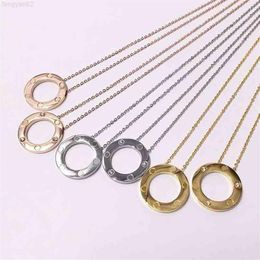 Pendant Jewellery Necklace female classic circle shape Titanium Fashion aurum Silver Rose Gold trend versatile couple with box357J