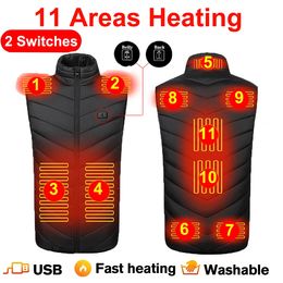 Men's Vests 11 Areas Heated Vest Heated Jacket Mens Women Electric Heating Vest Thermal Vest Warm Winter Heated Clothes Self Heating Vest 231128