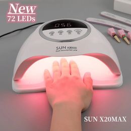 Nail Dryers 320W SUN X20MAX Dryer Machine 72 LEDs UV LED Lamp for Nails Gel Polish Curing Manicure 10306099s Timer LCD Display 231128