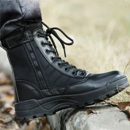 Boots Fashion Men Boots Winter Outdoor Leather Military Boots Breathable Army Combat Boots Plus Size Desert Boots Men Hiking Shoes 231129