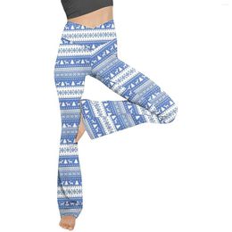 Active Pants Code Yoga Women Plaid Print Pant Boot Cut High Waist Workout Leggings Elastic No-See Through Flare