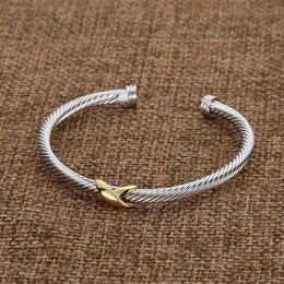 Charm Cross X Bracelets Sliver Zircon ed Fashion Designer Jewellery Braided Bracelet Diamond Bangle Gold Luxury Birthday Gift f203I