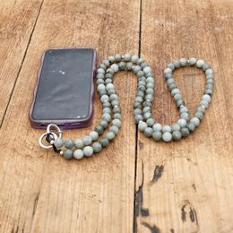 Eyeglasses chains 120CM Handmade Natural Stone Labradorite Beads Chain Phone Hanging Cord Lanyards Mobile Strap Accessories 231128