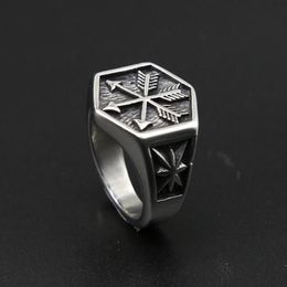 Vintage Viking Arrow Ring Punk 316L Stainless Steel Compass Men Fashion Hip Hop Hippie Jewellery Drop Store Cluster Rings287c