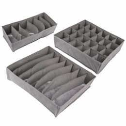 new 3 PCS set Bamboo charcoal Non-woven Fabric Foldable Storage box underwear Organizer Bra Necktie Panties Socks Case Drawer264w