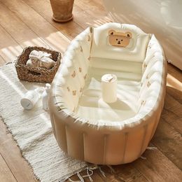 Bathing Tubs Seats Children s Inflatable Baby Bathtub Folding Bath Tub Multifunctional Infant Kids Bear Accessories born 231128