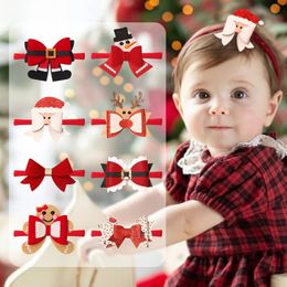 Hair Accessories 10PC/LOT Christmas Hair Accessories For Baby Girls Cute Santa Claus Bows Hairbands Nylon Elastic Bands Octopus Bowknot Snowman 231124