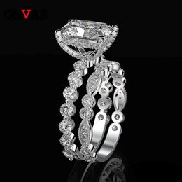 OEVAS 100% 925 Sterling Silver Wedding Rings Set For Women Sparking Created Moissanite Gemstone Diamonds Engagement Fine Jewelry272p