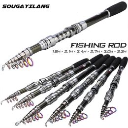 Boat Fishing Rods Sougayilang Carbon Telescopic 213 Multifunction Rod Portable Travel Spinning Pole Tackle Pesca 231129