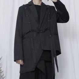 Men's Suits XS-6XL 2023 Fashion Original Design Catwalk Button Decoration Asymmetric Loose Blazer Suit Coat Plus Size Costumes