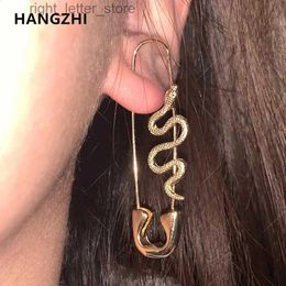 Stud HangZhi 2021 New Snake Pin Piercing Earrings for Women Girls Punk Hyperbole Gold Silver Colour Alloy Stud Earrings Party Jewellery YQ231128