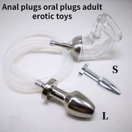 Sex Toy Massager Anal Plugs Adult Games Douche System with Penis Sleeve Urine Flowing Into the Anus and Toys