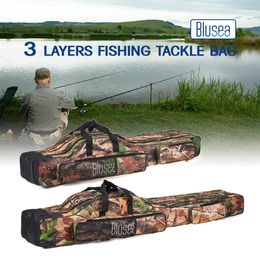 Outdoor Bags 120cm150cm 3 Layers Fishing Bag Portable Folding Rod Reel Tackle Carry Case Travel Storage 231129