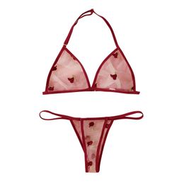 Sexy Set Halter Underwear Women Mini Hollow G String Perspective Thong Thin Sleepwear Flower Lingerie For Ladies Woman Clothing 231219