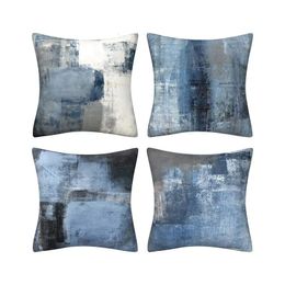 CushionDecorative Pillow 45X45CM Blue Grey Abstract Oil Painting Pattern Design Throw Cover Home Decoration Office Sofa Soft PillowsCovers Trendy 231128