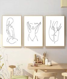 Minimalist Canvas Painting Sexy Woman Body Wall Art Abstract Poster Line Drawing Print Posters Wall Pictures Living Room Decor7291947