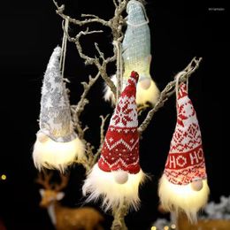 Keychains 2023 Fashion Christmas Decorations Forest Old Man With Lamp Pendant Faceless Doll Luminous LED Cute Home Hanging Ornaments Miri22