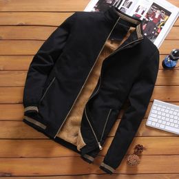 Men's Jackets Fleece Mens Pilot Bomber Jacket Warm Male Fashion Baseball Hip Hop Coats Slim Fit Coat Brand Clothing
