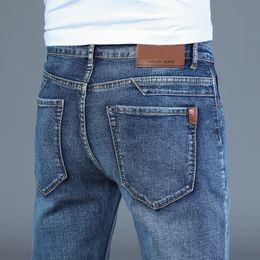 Mens Jeans Spring Autumn Smart Business Fashion Straight Regular Blue Stretch Denim Trousers Classic Men Plus Size 2840 231129