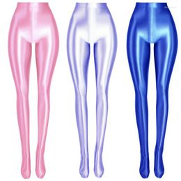 Women's Leggings Summer Glossy Ultra-thin Transparent Seam Sexy See Through Sheer Yoga Pants Tights Workout